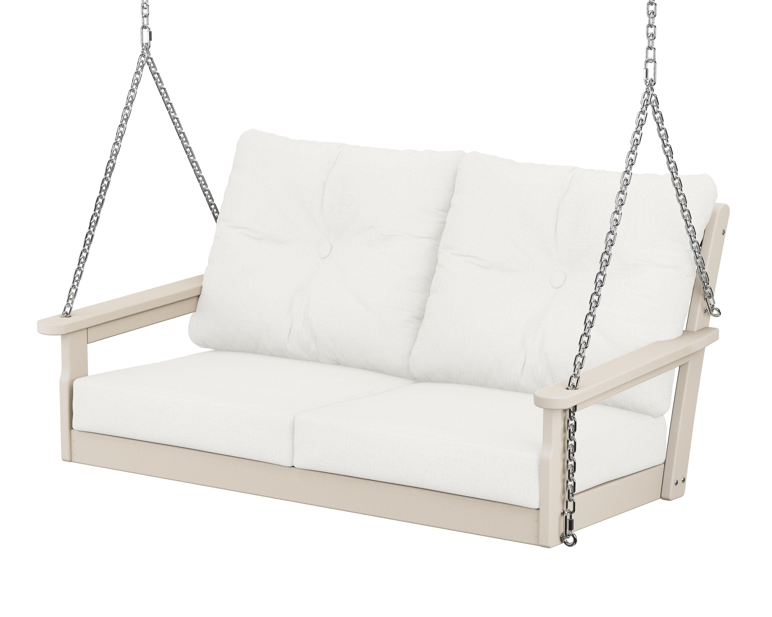 POLYWOOD® Vineyard Deep Seating Swing in Sand / Natural Linen