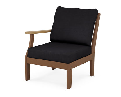 POLYWOOD® Braxton Modular Left Arm Chair in Teak / Natural / Midnight Linen