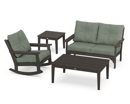 POLYWOOD® Vineyard 4-Piece Deep Seating Rocker Set in Vintage Coffee / Cast Sage
