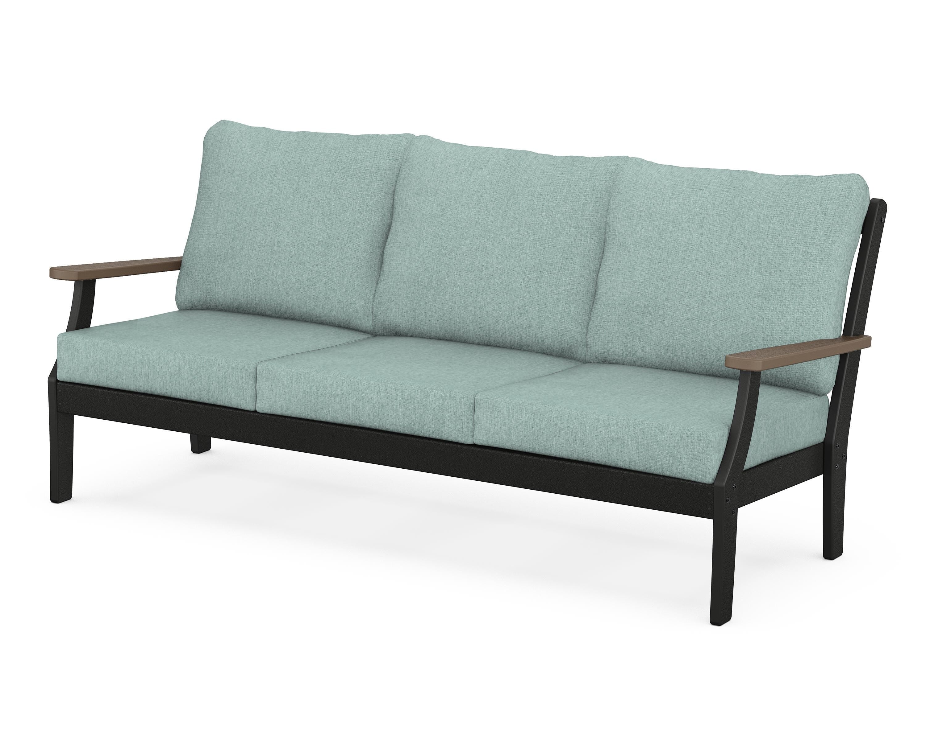 POLYWOOD® Braxton Deep Seating Sofa in Black / Kona / Glacier Spa