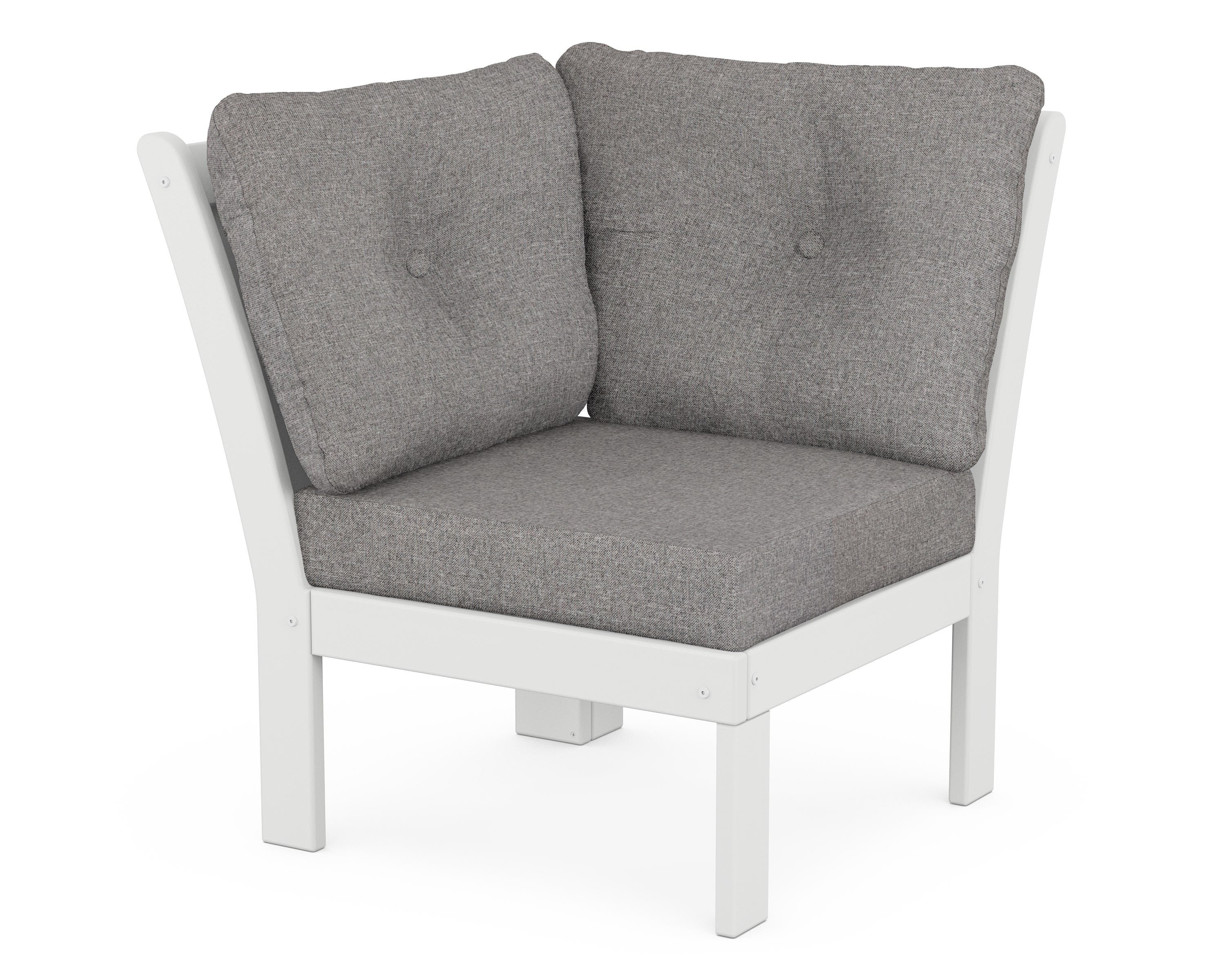 POLYWOOD® Vineyard Modular Corner Chair in White / Grey Mist