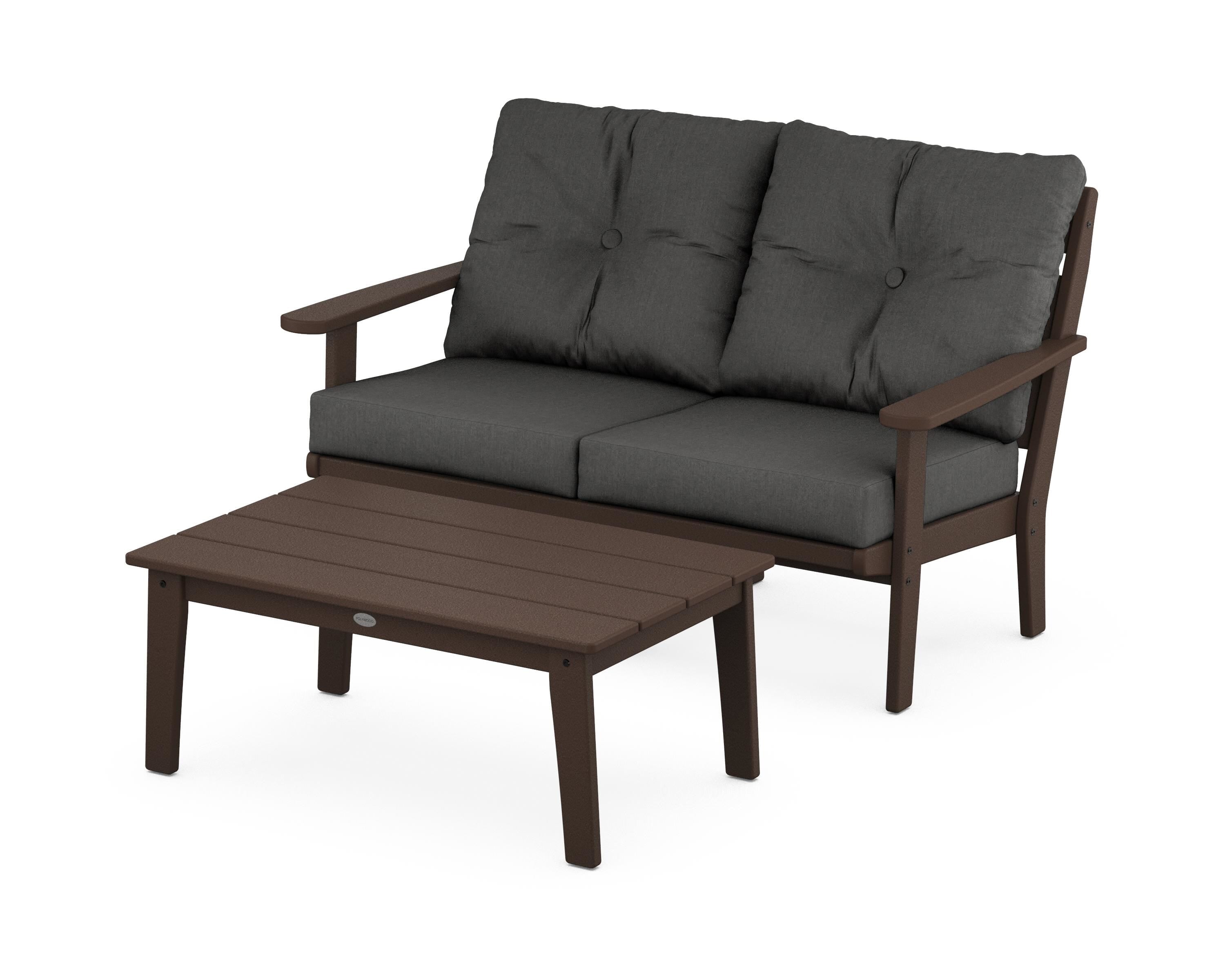 POLYWOOD® Lakeside 2-Piece Lounge Loveseat Set in Mahogany / Spectrum Carbon