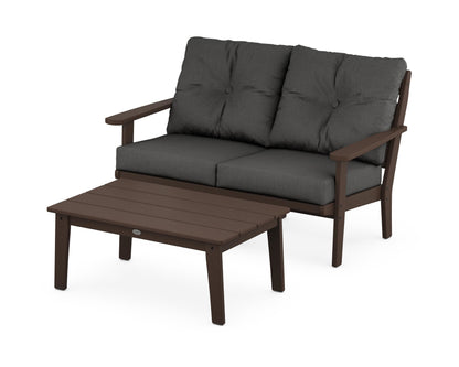 POLYWOOD® Lakeside 2-Piece Lounge Loveseat Set in Mahogany / Spectrum Carbon