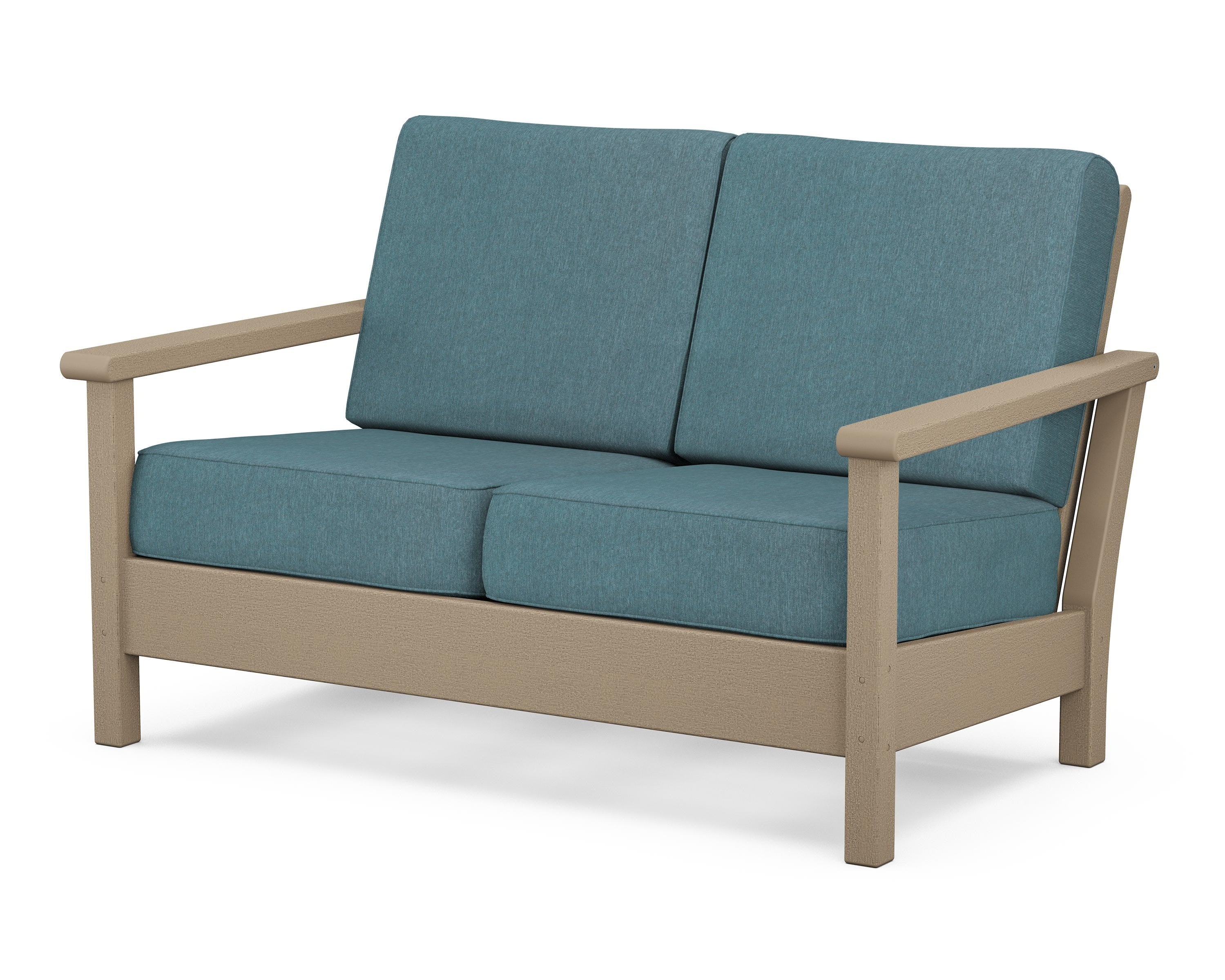 POLYWOOD® Harbour Deep Seating Loveseat in Vintage Sahara / Ocean Teal