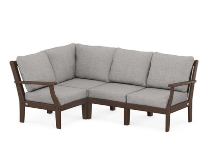 POLYWOOD® Braxton Modular 4-Piece Deep Seating Set in Mahogany / Grey Mist