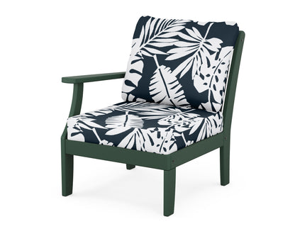 POLYWOOD® Braxton Modular Left Arm Chair in Green / Leaf Marine Indigo