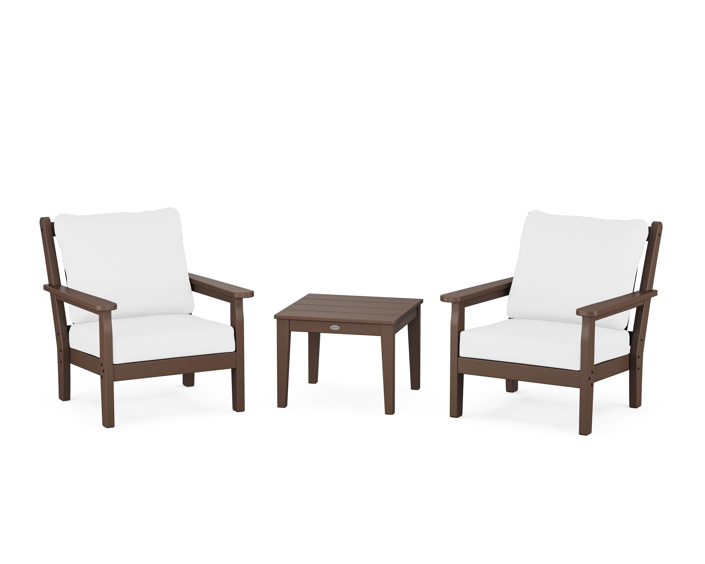 POLYWOOD® Chippendale 3-Piece Deep Seating Set in Mahogany / Natural