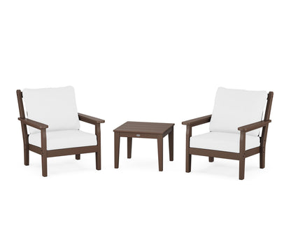 POLYWOOD® Chippendale 3-Piece Deep Seating Set in Mahogany / Natural