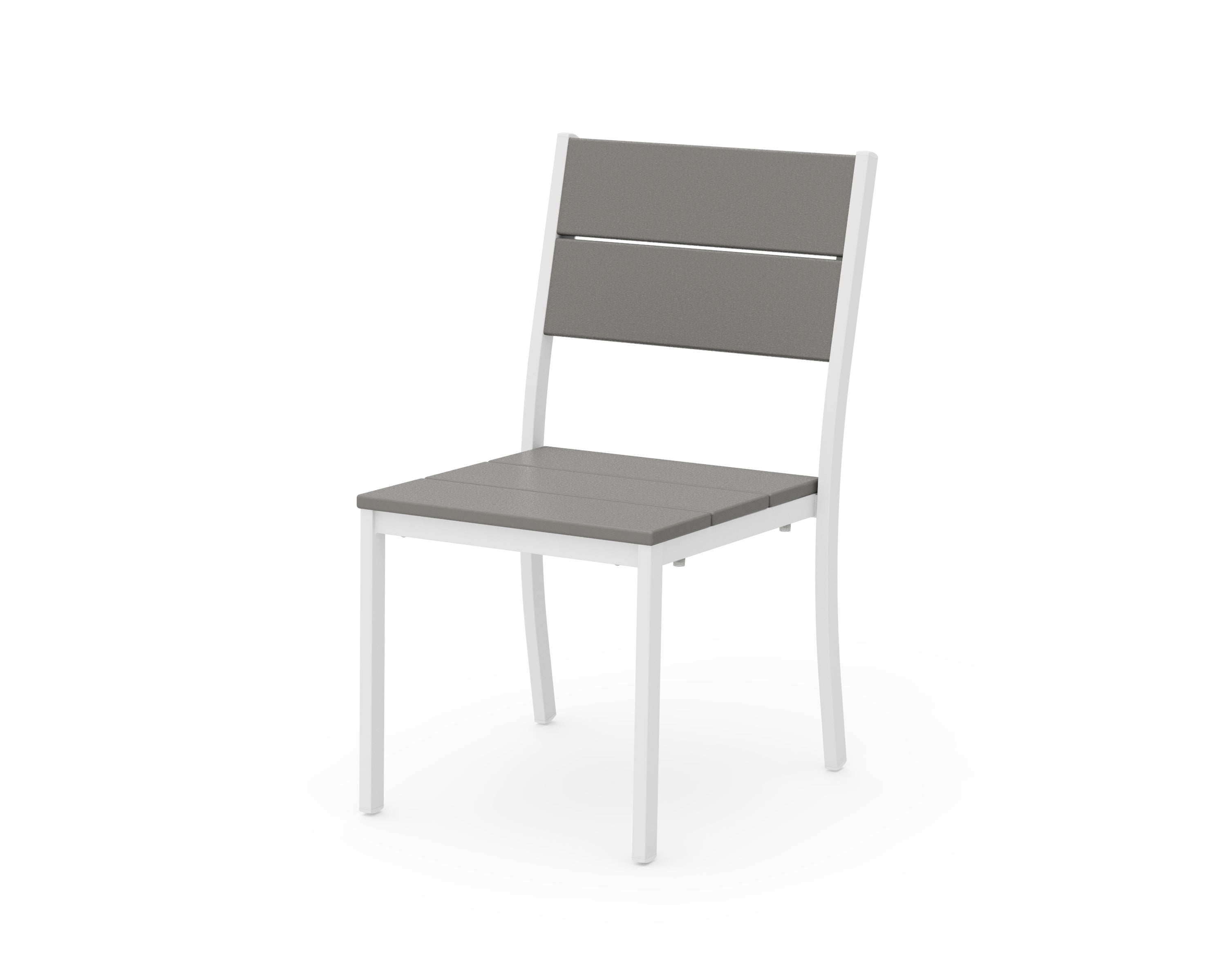 POLYWOOD® Main Street Stacking Dining Side Chair in White / Slate Grey
