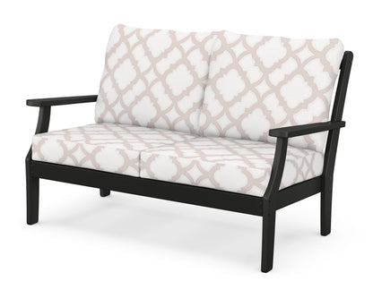 POLYWOOD® Braxton Deep Seating Loveseat in Black / Trellis Dune Burlap
