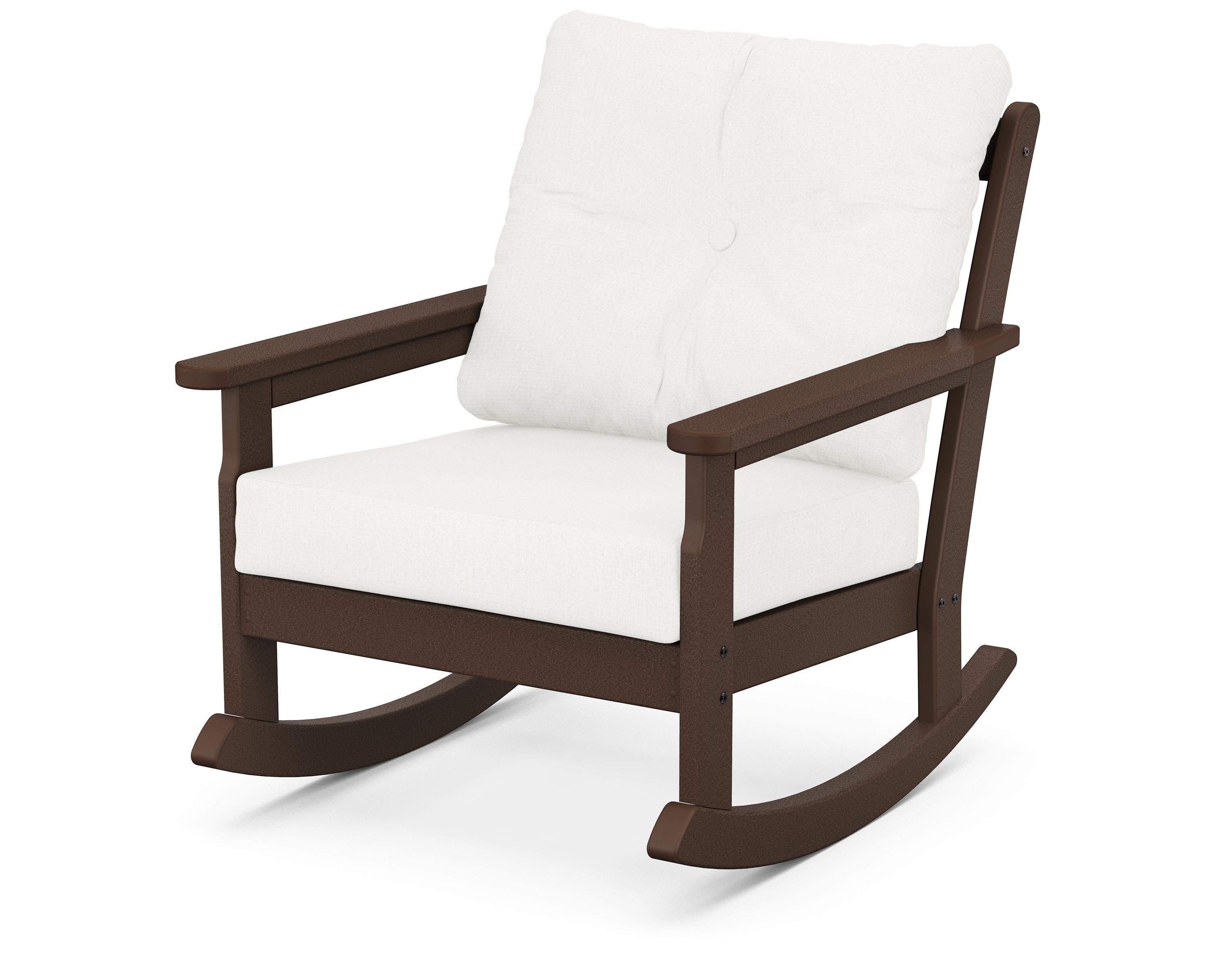 POLYWOOD® Vineyard Deep Seating Rocking Chair in Mahogany / Natural Linen