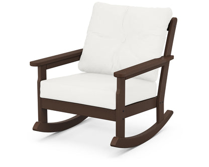 POLYWOOD® Vineyard Deep Seating Rocking Chair in Mahogany / Natural Linen