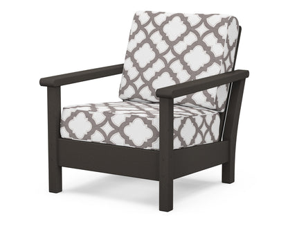 POLYWOOD® Harbour Deep Seating Chair in Vintage Coffee / Trellis Grey Mist