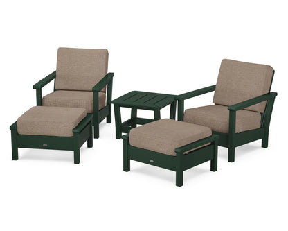 POLYWOOD® Harbour 5-Piece Deep Seating Chair Set in Green / Spiced Burlap
