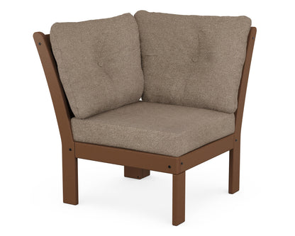POLYWOOD® Vineyard Modular Corner Chair in Teak / Spiced Burlap