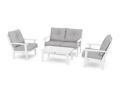 POLYWOOD® Lakeside 4-Piece Deep Seating Set in White / Granite