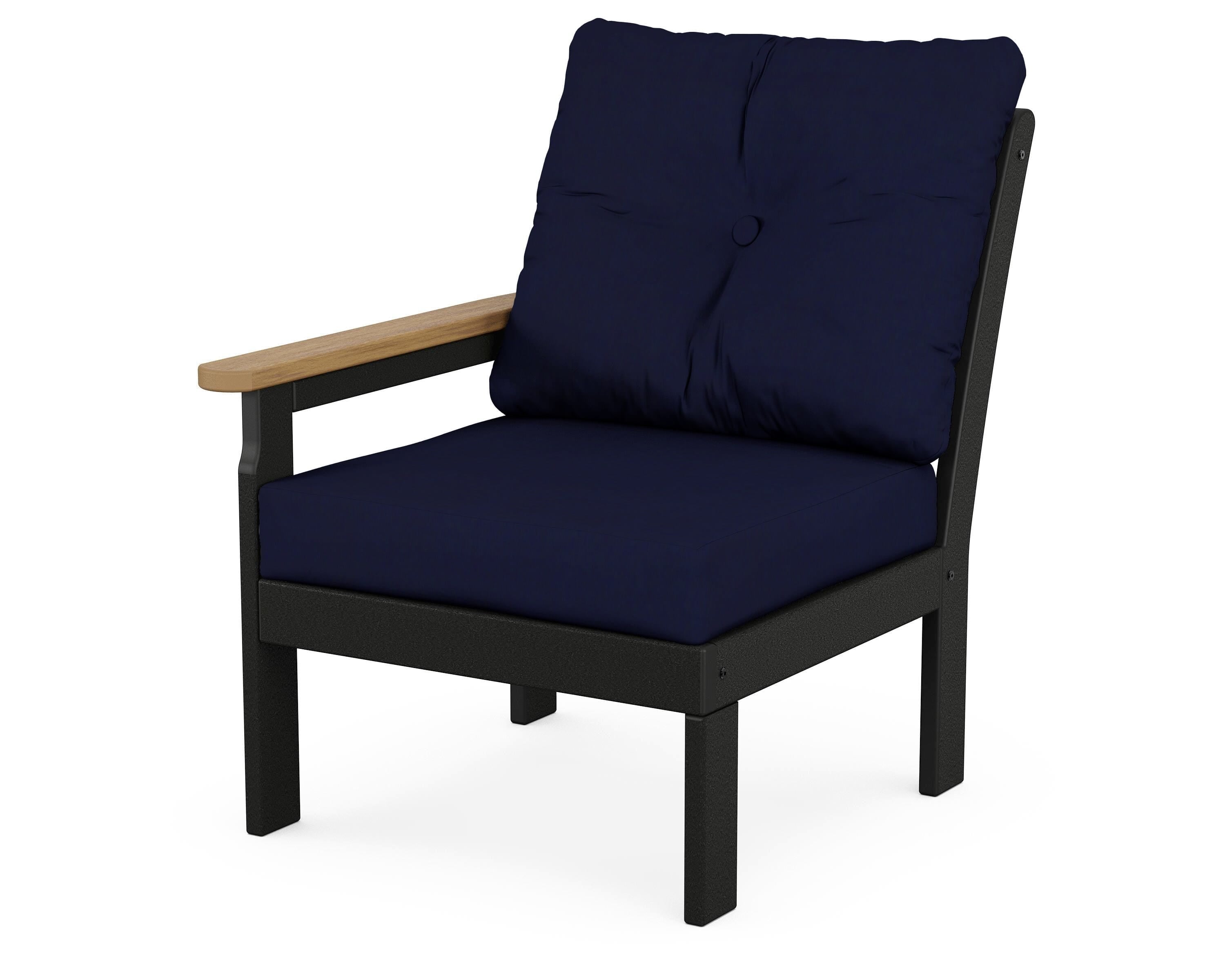 POLYWOOD® Vineyard Modular Left Arm Chair in Black / Natural / Navy