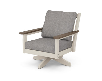 POLYWOOD® Chippendale Deep Seating Swivel Chair in Sand / Kona / Grey Mist
