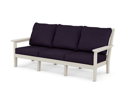POLYWOOD® Chippendale Deep Seating Sofa in Sand / Navy Linen