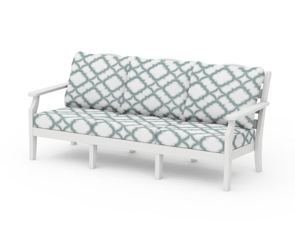 Draper James™ by  POLYWOOD® Savannah Deep Seating Sofa in White / Trellis Glacier Spa