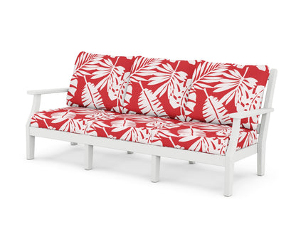 Martha Stewart by POLYWOOD® Chinoiserie Deep Seating Sofa in White / Leaf Crimson