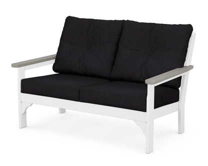 POLYWOOD® Vineyard Deep Seating Loveseat in White / Driftwood / Midnight Linen