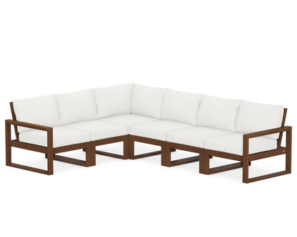 POLYWOOD® EDGE 6-Piece Modular Deep Seating Set in Teak / Natural Linen