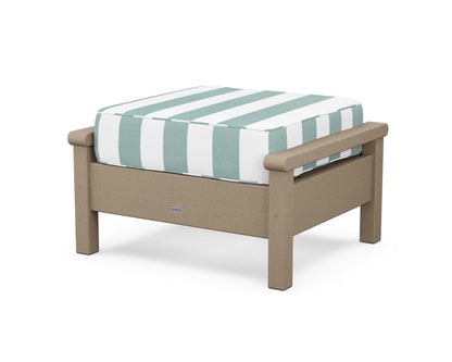 POLYWOOD® Harbour Deep Seating Ottoman in Vintage Sahara / Cabana Stripe Glacier Spa