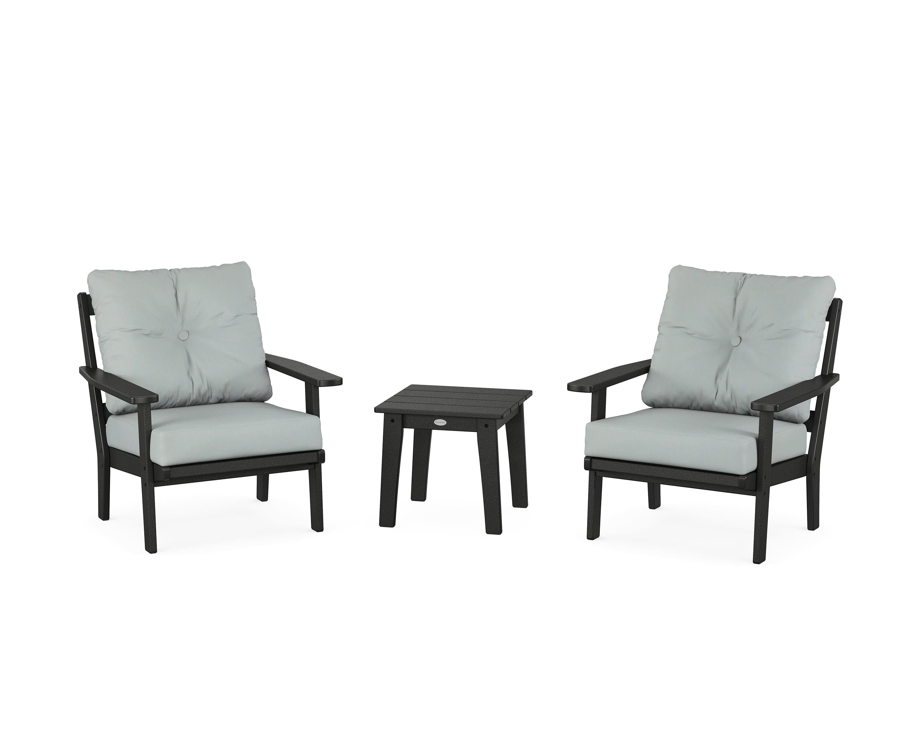 POLYWOOD® Oxford 3-Piece Deep Seating Set in Black / Spa