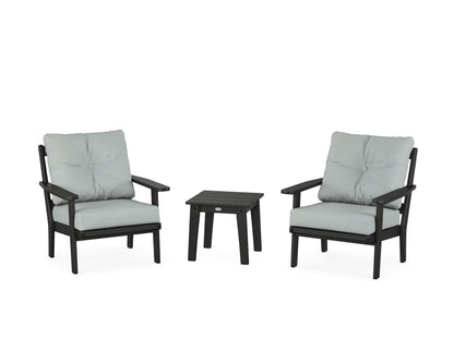 POLYWOOD® Oxford 3-Piece Deep Seating Set in Black / Spa