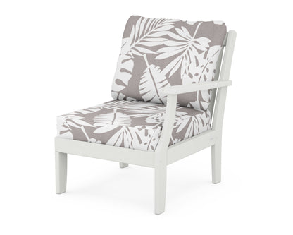 POLYWOOD® Braxton Modular Right Arm Chair in Vintage White / Leaf Grey Mist