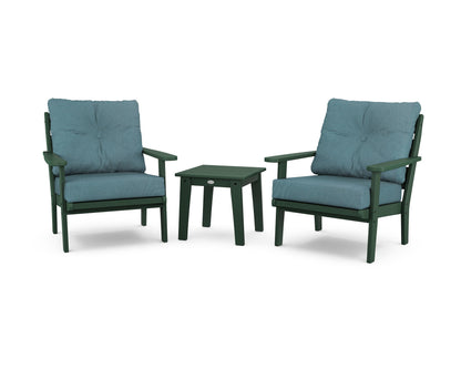 POLYWOOD® Lakeside 3-Piece Deep Seating Chair Set in Green / Ocean Teal