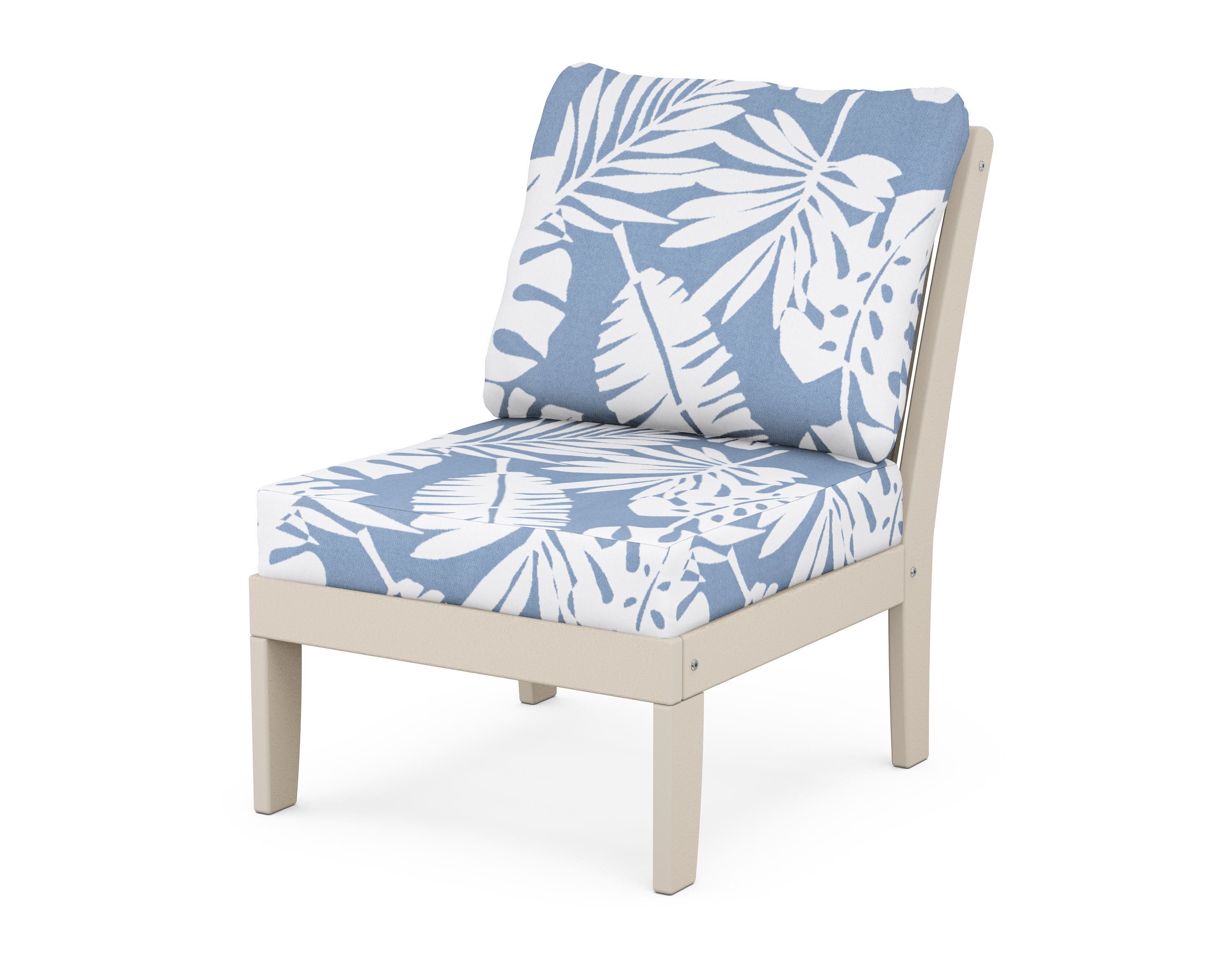 POLYWOOD® Braxton Modular Armless Chair in Sand / Leaf Sky Blue