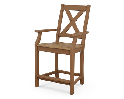 POLYWOOD® Braxton Counter Arm Chair in Teak / Natural
