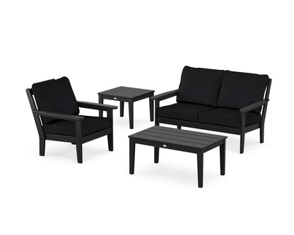 Country Living Wovendale 4-Piece Deep Seating Set in Black / Midnight Linen