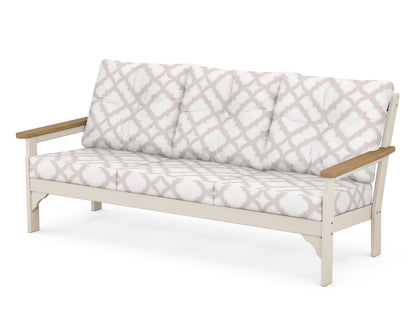 POLYWOOD® Vineyard Deep Seating Sofa in Sand / Natural / Trellis Dune Burlap