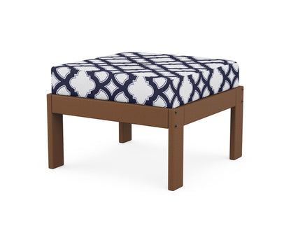 POLYWOOD® Vineyard Modular Ottoman in Teak / Trellis Navy