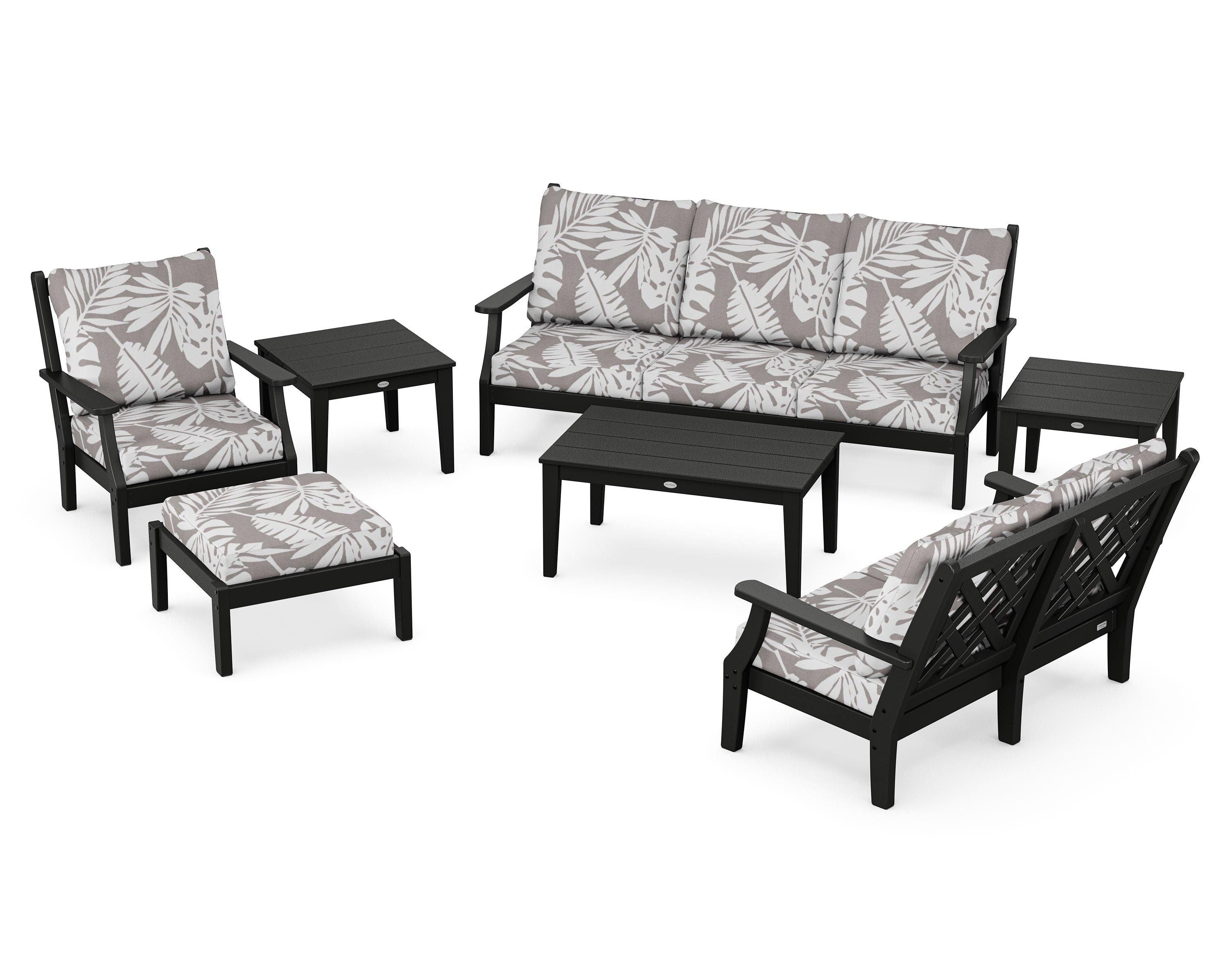 Country Living Wovendale 7-Piece Deep Seating Set in Black / Leaf Grey Mist