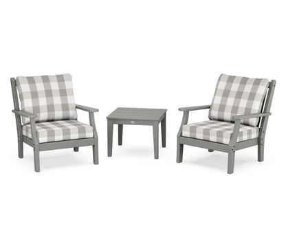 Country Living Wovendale 3-Piece Deep Seating Set in Slate Grey / Buffalo Plaid Grey Mist