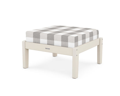 Martha Stewart by POLYWOOD® Chinoiserie Deep Seating Ottoman in Sand / Buffalo Plaid Grey Mist