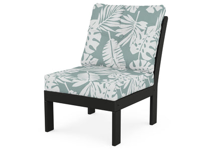 POLYWOOD® Vineyard Modular Armless Chair in Black / Leaf Glacier Spa