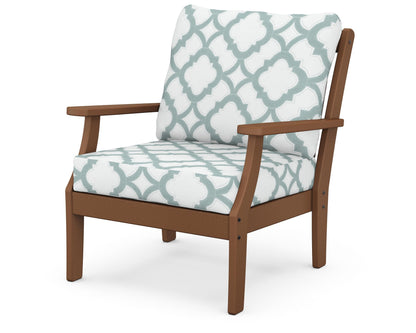 POLYWOOD® Braxton Deep Seating Chair in Teak / Trellis Glacier Spa