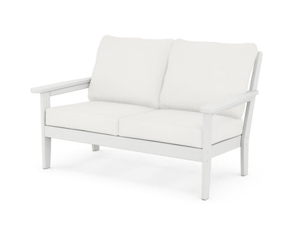 Country Living Cottage Deep Seating Loveseat in White / Natural Linen