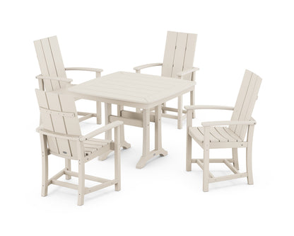 POLYWOOD® Modern Adirondack 5-Piece Dining Set with Trestle Legs in Sand