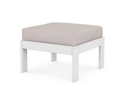 POLYWOOD® Vineyard Modular Ottoman in White / Dune Burlap