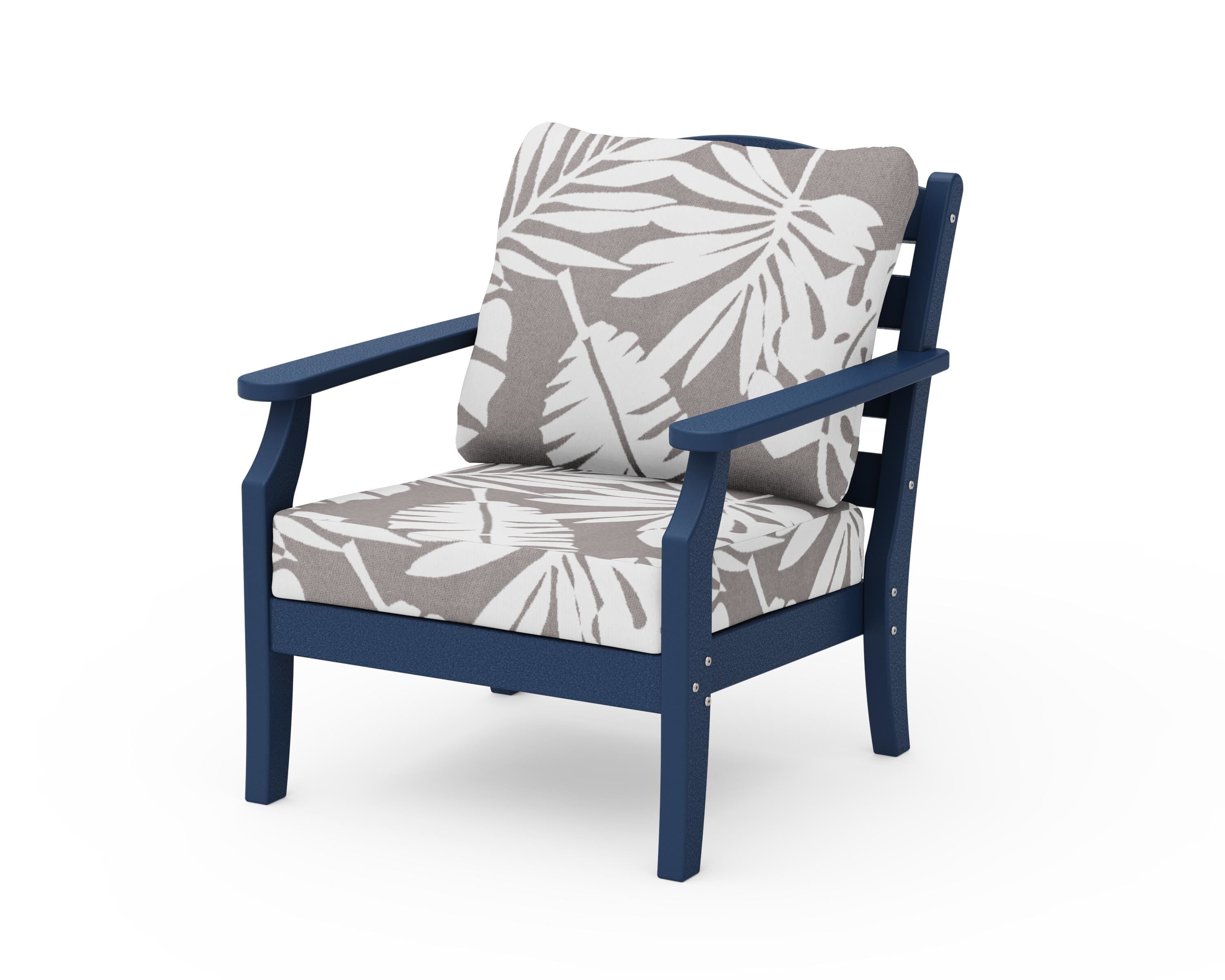 Draper James™ by  POLYWOOD® Savannah Deep Seating Chair in Navy / Leaf Grey Mist