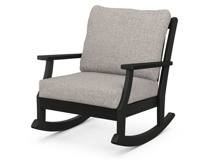 POLYWOOD® Braxton Deep Seating Rocking Chair in Black / Weathered Tweed
