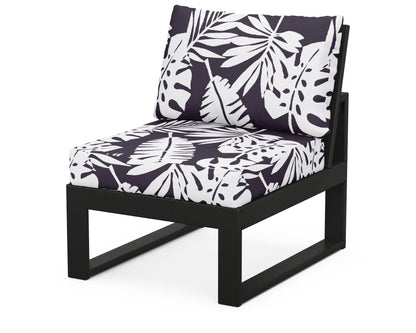 Unbranded Modular Armless Chair in Black / Leaf Navy