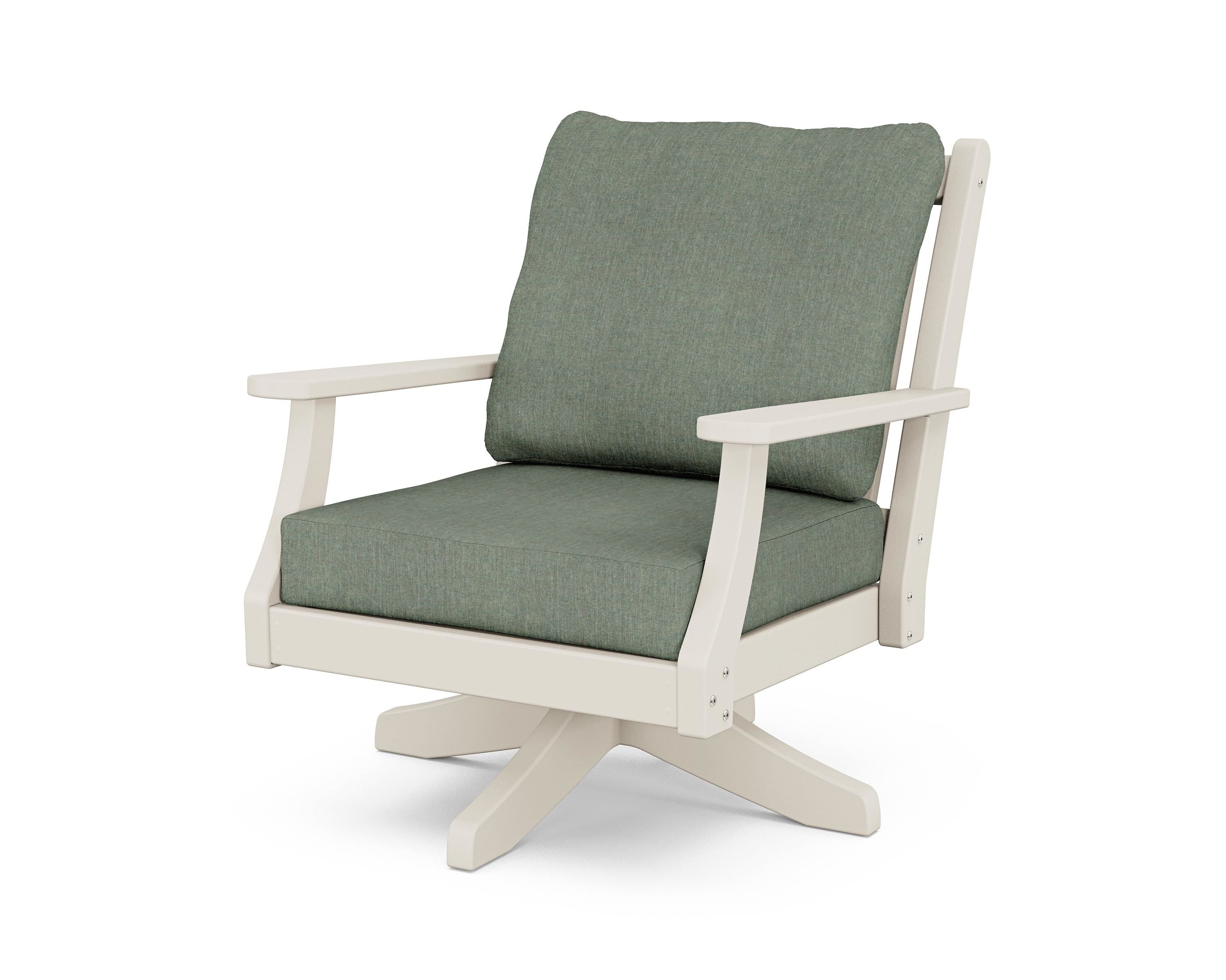 Country Living Wovendale Deep Seating Swivel Chair in Sand / Cast Sage