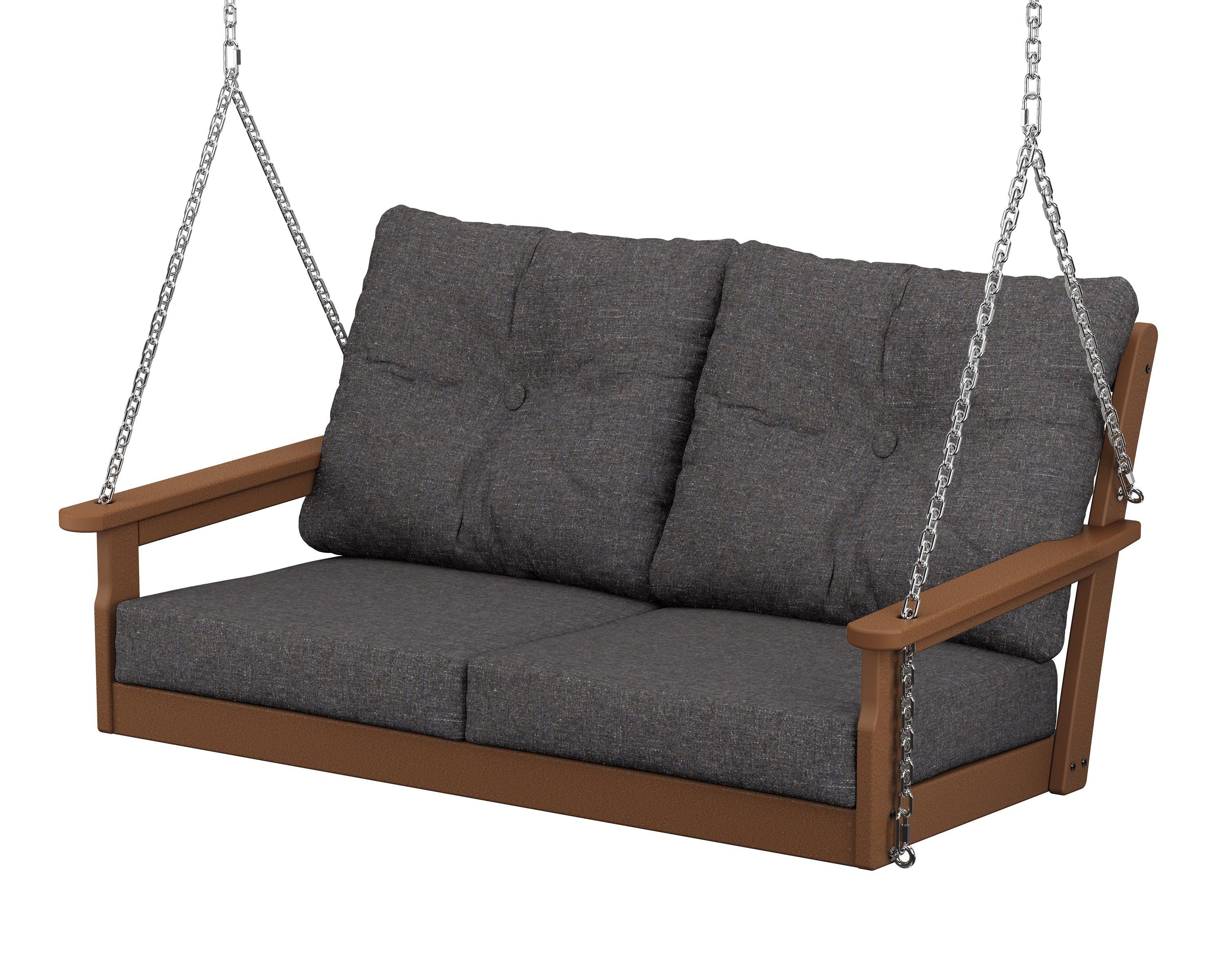 POLYWOOD® Vineyard Deep Seating Swing in Teak / Ash Charcoal